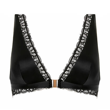 SIMONE PÉRÈLE Satin Triangle bra with front opening Symphonie Black