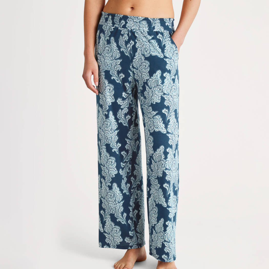 Pantalon Pyjama CALIDA Favourites Femme - Coton Doux, Coupe Décontractée, Certifié Oeko-Tex - Bleu