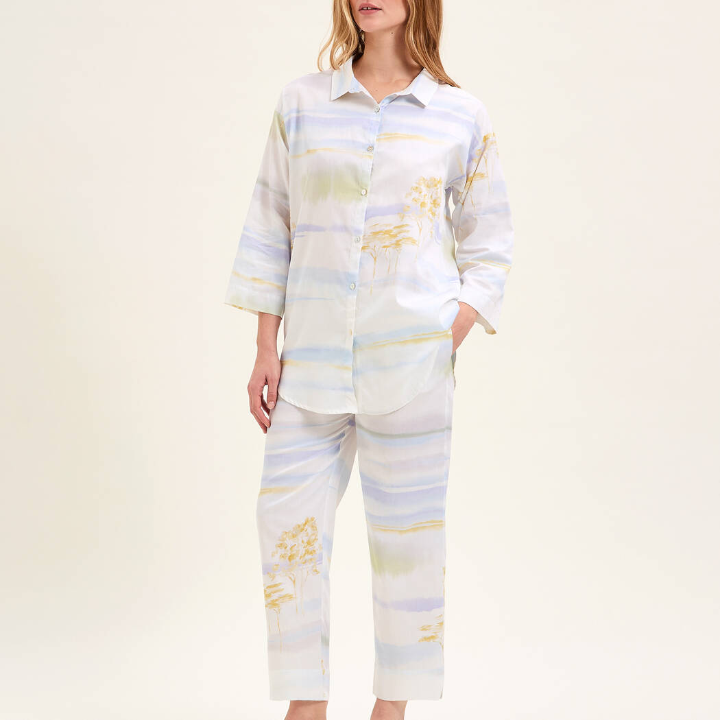 LAURENCE TAVERNIER Pyjama en coton Horizons Blanc