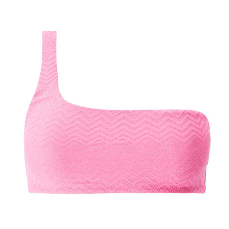 MELISSA ODABASH One shoulder bralette bikini top Toulouse ZigZag Vibes Pink