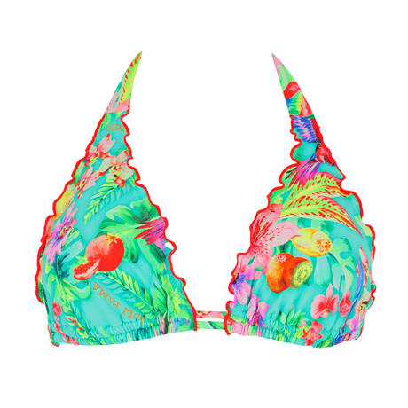 LULI FAMA Wireless Triangle bikini top Carribean Fantasy Multicolor