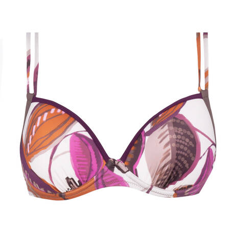 MIRADONNA Padded bikini top Ginevra Dreamy Foliage Taupe