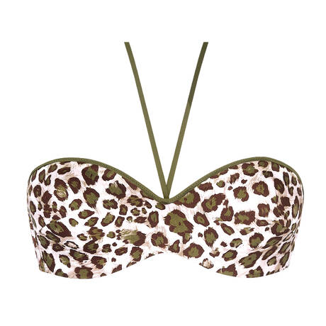 ANTIGEL Padded bandeau bikini top La Panthère Mystère Kaki Mystère
