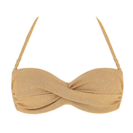LULI FAMA Bandeau bikini top Golden Sunset Gold