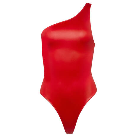 MAISON CLOSE Wireless One shoulder one-piece swimsuit Splash Red