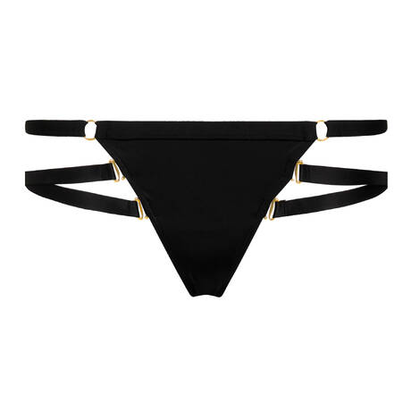 MAISON CLOSE Thong bikini bottom Fatale Black/ Gold Trims