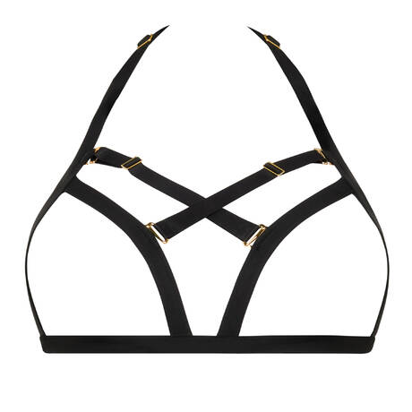 MAISON CLOSE Open triangle bikini top Fatale Black/ Gold Trims