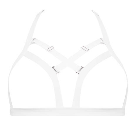 MAISON CLOSE Open triangle bikini top Fatale White/ Silver Trims