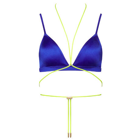 MAISON CLOSE Triangle bikini top Glow Blue/ Neon Straps/ Gold Trims