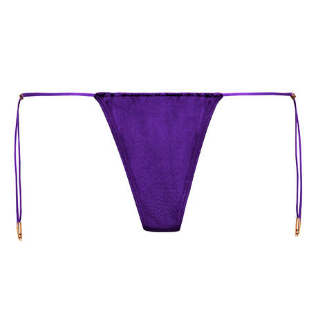 MAISON CLOSE Bas de maillot de bain mini string Glow Purple/ Gold trims