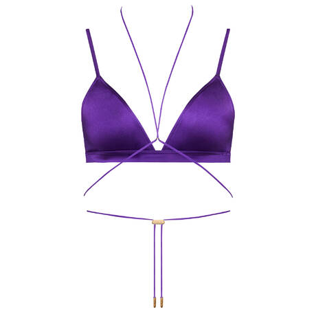 MAISON CLOSE Triangle bikini top Glow Purple/ Gold trims