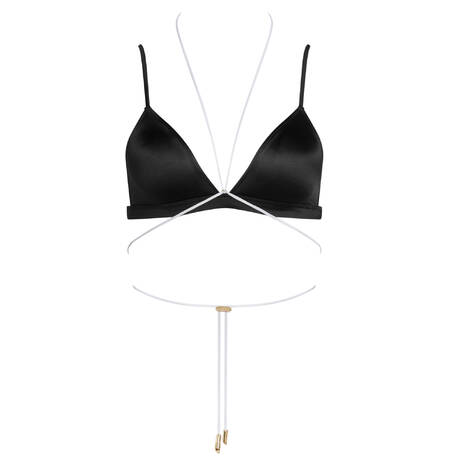 MAISON CLOSE Haut de maillot de bain triangle Glow Black/ White Straps/ Gold Trims