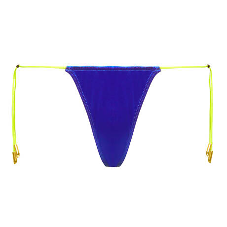 MAISON CLOSE Mini thong bikini bottom Glow Blue/ Neon Straps/ Gold Trims