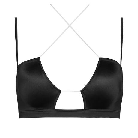 MAISON CLOSE Bralette bikini top Glow Black/ White Straps/ Gold Trims