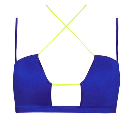 MAISON CLOSE Bralette bikini top Glow Blue/ Neon Straps/ Gold Trims