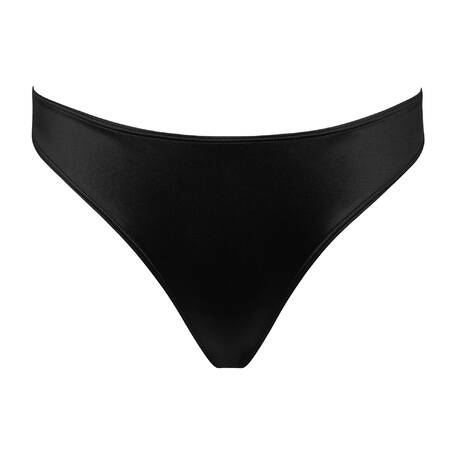 MAISON CLOSE Tanga bikini bottom Glow Black/ White Straps/ Gold Trims