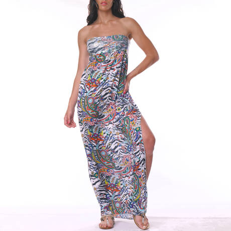 ACQUADICOCCO Long beach dress Paisley Zebra Multicolored