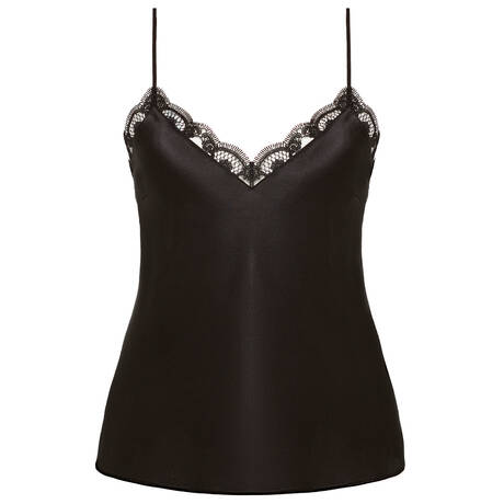 SIMONE PÉRÈLE Haut de pyjama caraco col V en soie Love Me Noir