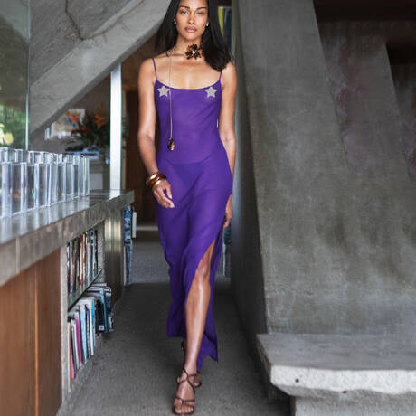 MAISON CLOSE Long beach dress Fever Purple