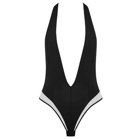 MAISON CLOSE Low-cut thong bodysuit Pure Tentation Black