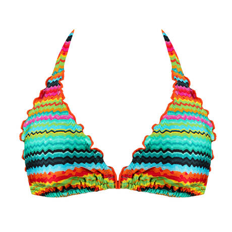 LULI FAMA Haut de maillot de bain triangle sans armatures Hola Verano Multicolor