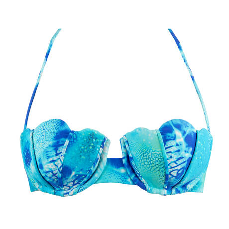 LULI FAMA Padded demi-cup bikini top Aqua Dreams Multicolor