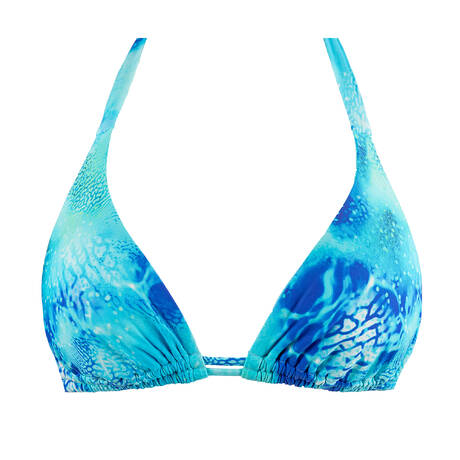 LULI FAMA Wireless Triangle bikini top Aqua Dreams Multicolor