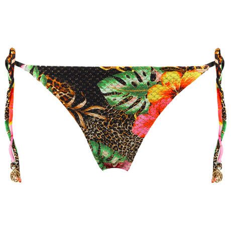LULI FAMA Tie side brazilian bikini bottom Visions of Paradise Multi Black