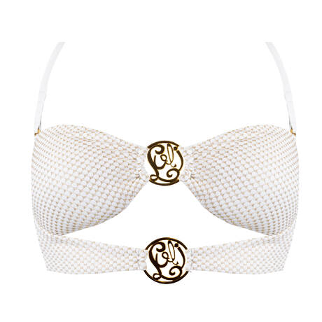 LULI FAMA Bandeau bikini top Sunkiss Glow White