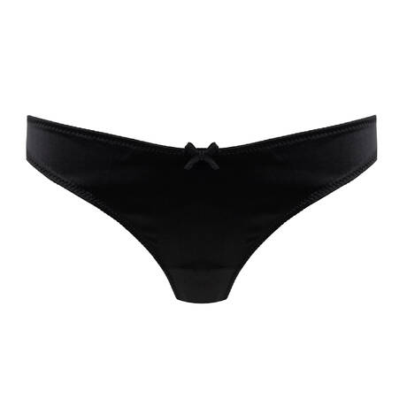 FLEUR DU MAL Slip ouvert en soie Luxe Noir