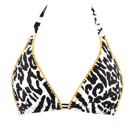 LULI FAMA Haut de maillot de bain triangle All the Skins Noir / Blanc