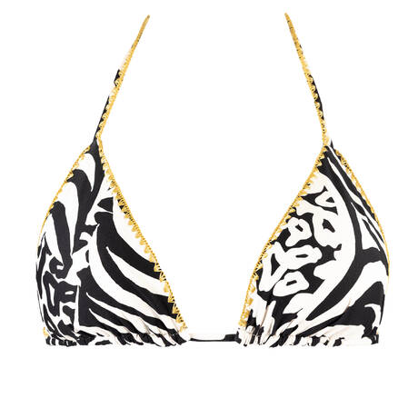 LULI FAMA Haut de maillot de bain triangle réversible All the Skins Noir / Blanc