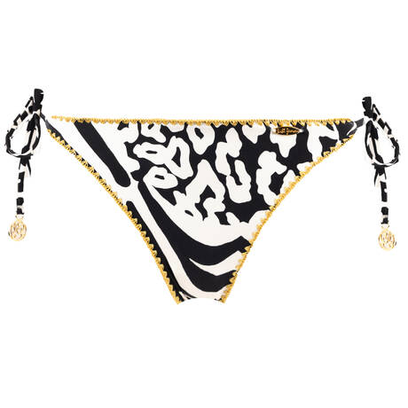 LULI FAMA Bas de maillot de bain brésilien lacets réversible All the Skins Noir / Blanc