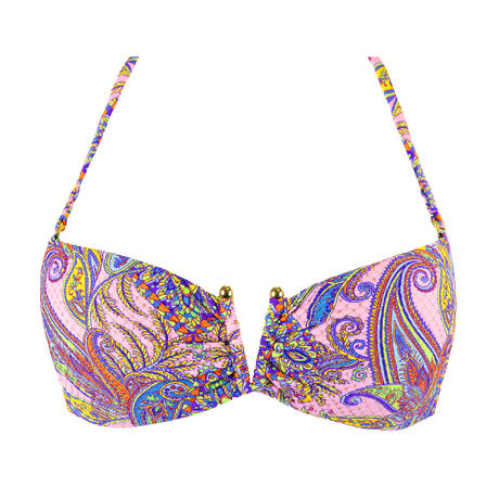 LULI FAMA Bandeau bikini top Pinking About You Multicolored