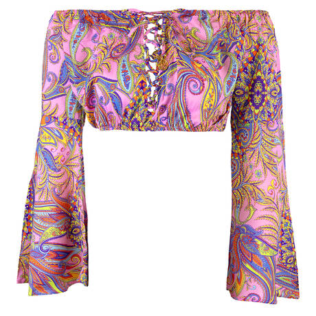 LULI FAMA Crop top de plage Pinking About You Multicolore