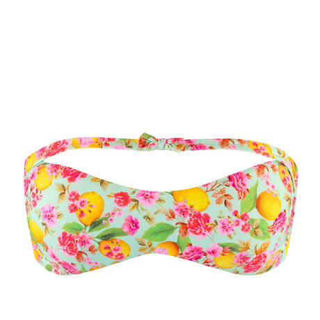 LULI FAMA Bandeau bikini top Limoncello Multicolored