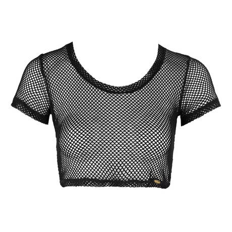 LULI FAMA Beach crop top My Net or Yours Black