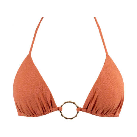 LULI FAMA Haut de maillot de bain triangle Bamboo Sands Terracota