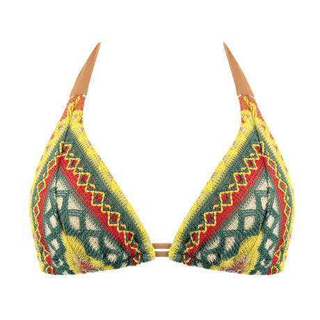 LULI FAMA Wireless Triangle bikini top High Noon Heat Multicolored