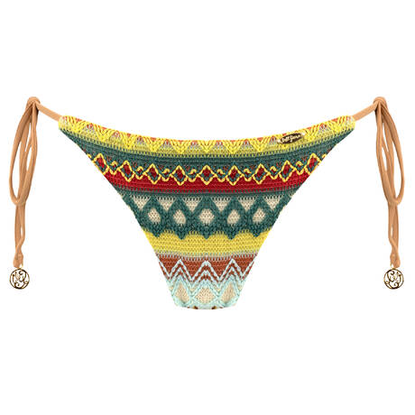 LULI FAMA Bas de maillot de bain slip brésilien lacets High Noon Heat Multicolore