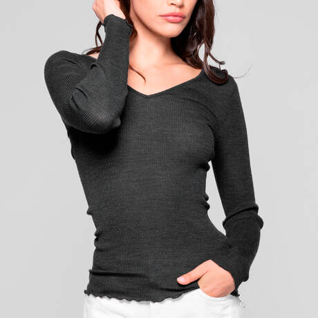 OSCALITO Pull manches longues en laine et soie Roma Ardesia