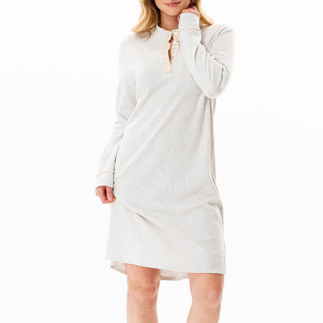 Chemise De Nuit Coton Flanelle Femme Grandes Tailles - Pyjama Boutonné Manches Longues