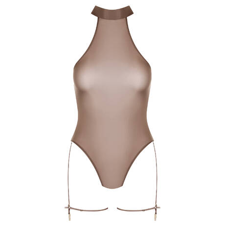 MAISON CLOSE Thong bodysuit with garter belt French Kiss Moka