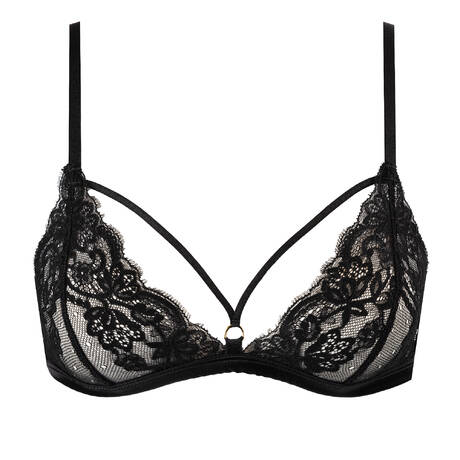 COCO DE MER Silk and lace Triangle bra Seraphine Black