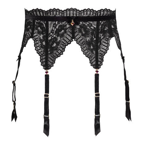 DITA VON TEESE Lace Garter belt 6 clips Floradora Black
