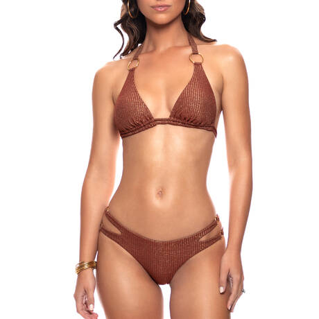 2 pieces set LULI FAMA Toasted Glow Marron / Or