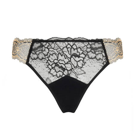 LISE CHARMEL Tanga en dentelle Sublime En Or Noir Éclat