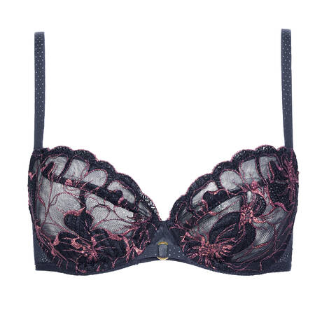 CHANTELLE Soutien-gorge emboitant Fleurs Signature Marine Lurex