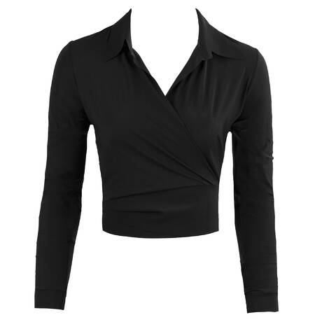 PAIN DE SUCRE Top manches longues cache-cœur Ely Tailoring Noir
