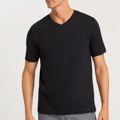 HANRO T-shirt col V homme en coton Living Shirts Noir